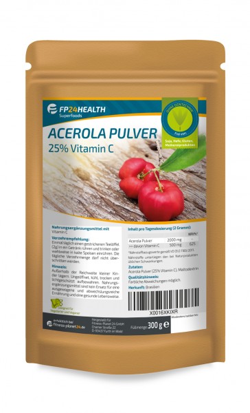FP24 Health Vitamin C Acerola Pulver - 25% natürliches Vitamin C - 300g -