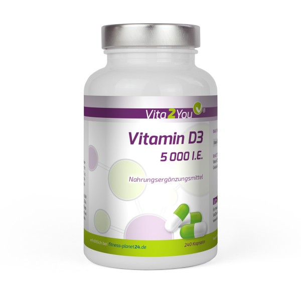 Vita2You Vitamin D3 5.000 IE (IU) - 240 Kapseln - Premium Qualität