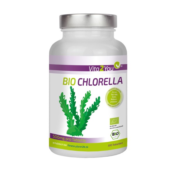 Vita2You Bio Chlorella Tabletten 500mg - MHD Sonderpreis - 500 Tabletten - ökologischer Anbau