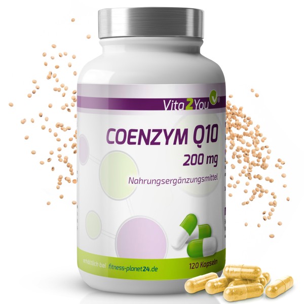 Vita2You Coenzym Q10 - 200mg - 120 Kapseln - Ubichinon aus fermentation - Premium Qualität