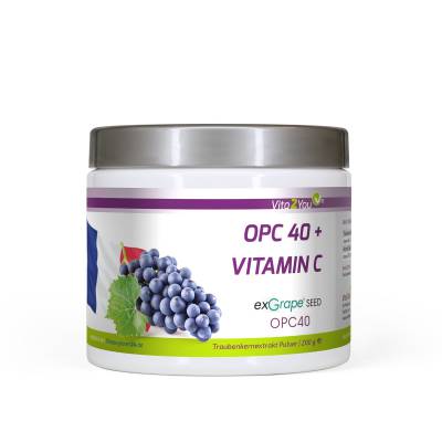 Vita2You OPC Pulver 200g - mit Vitamin C - OPC Traubenkernextrakt Pulver aus Frankreich