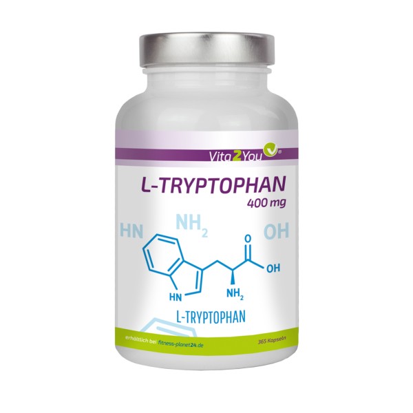 Vita2You L-Tryptophan 400mg - 365 Kapseln - Aus pflanzlicher Fermentation - ohne Zusätze