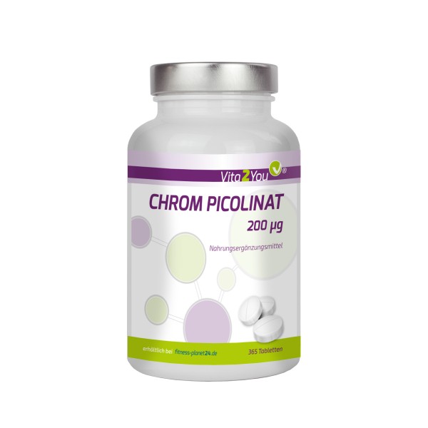 Vita2You Chrom Picolinat 200mcg - 365 Tabletten - Jahrespackung - Premium Qualität