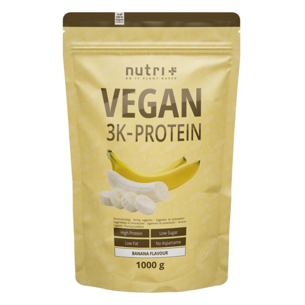 Nutri Plus 3K Proteinpulver - 1kg - Vegan - Sojaprotein - Erbsenprotein - Eiweiss
