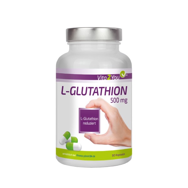 Vita2You L-Glutathion 500mg - 90 Kapseln - reduziert und bioaktiv - hochdosiert - ohne Zusätze