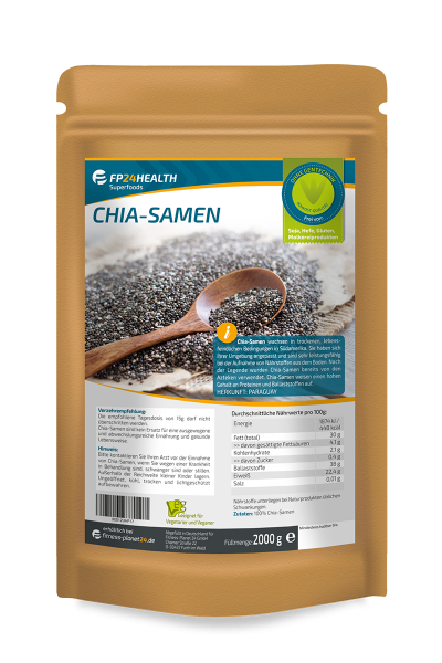 FP24 Health Chia Samen 2kg - Rohkost Qualität - kontrolliert und abgefüllt in Deutschland