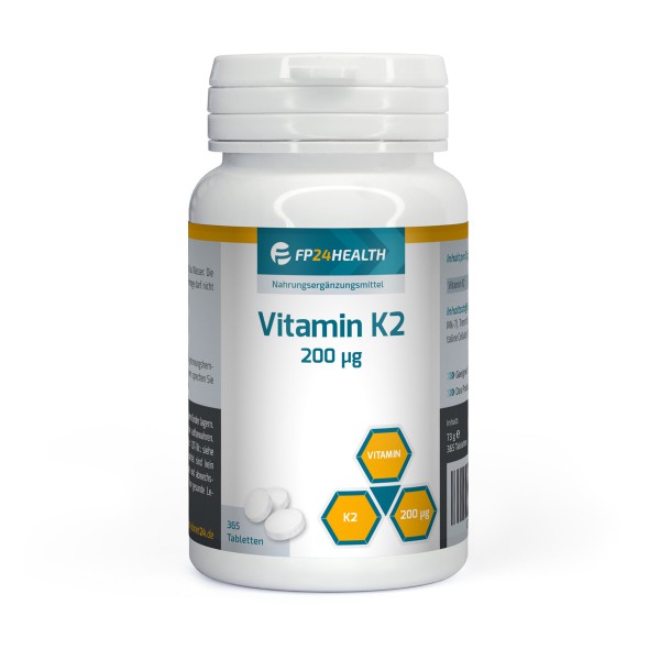 FP24 Health Vitamin K2 - 200μg - Jahrespackung - 365 Tabletten - Menaquinon MK7