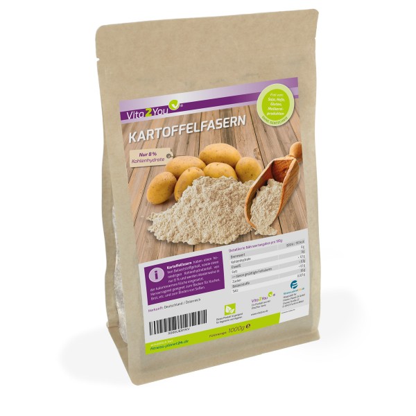 Vita2You Kartoffelfasern 1000g - 8% Kohlenhydrate - Zippbeutel - Premium Qualität