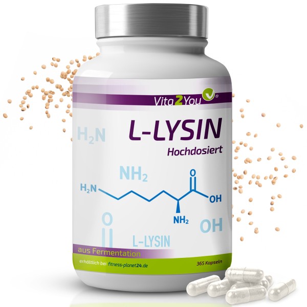 Vita2You L-Lysin 1200mg - 365 Kapseln - 1000mg reines Lysin pro Tag - ohne Zusätze - Hochdosiert