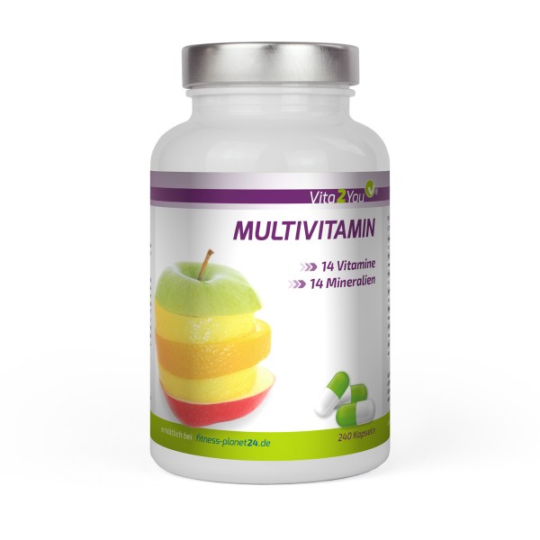 Vita2You Multivitamin 240 Kapseln - 28 Vitamine & Mineralien - Premium Qualität