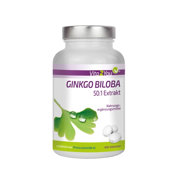Vita2You Ginkgo Biloba 3950mg - 400 Tabletten - Flavonglykoside + Terpenlactone Hochdosiert