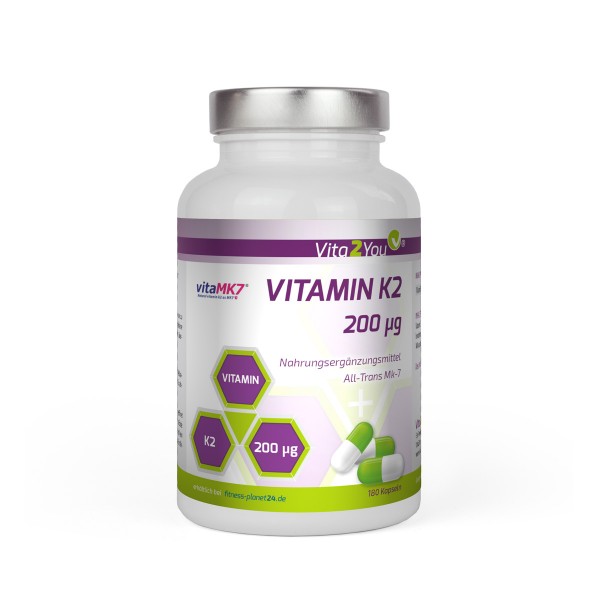Vita2You Vitamin K2 - 200μg - 180 Kapseln - Natürliches Menaquinon MK-7