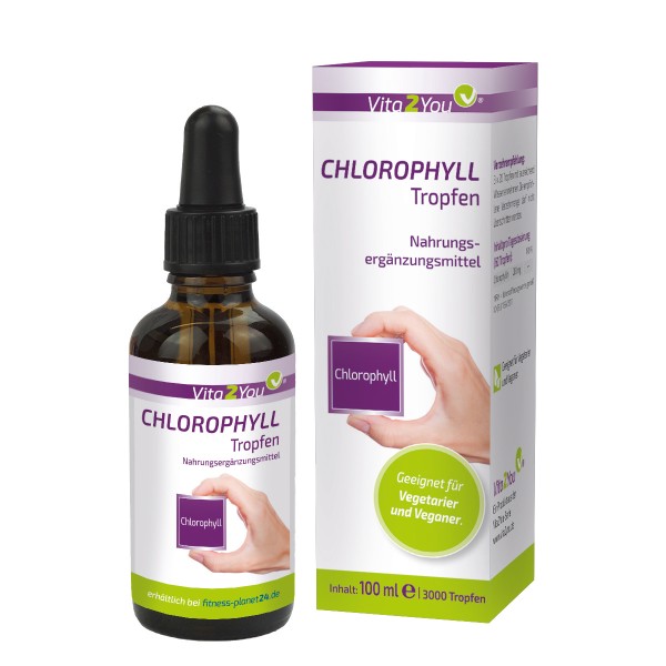 Vita2You Chlorophyll Tropfen - 100ml - 3000 Tropfen - aus Alfalfa - flüssig - Premium Qualität