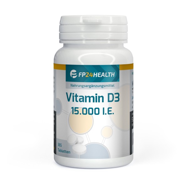 FP24 Health Vitamin D3 - 15.000 I.E. - 365 Tabletten - Hochdosiert - MHD!