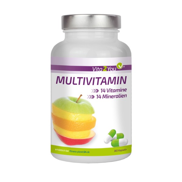 Vita2You Multivitamin 365 Kapseln - 28 Vitamine & Mineralien - Premium Qualität