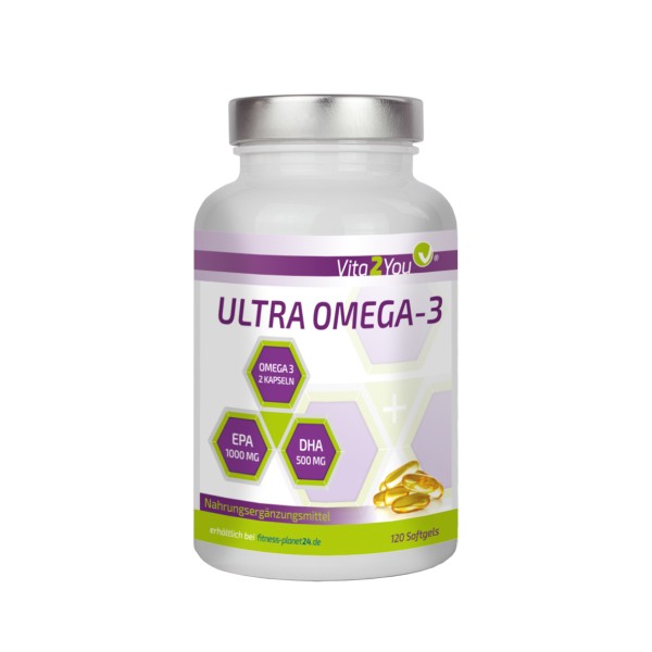 Vita2You Ultra Omega 3 Kapseln 2000mg - 1000mg EPA & 500mg DHA pro 2 Kapseln - Hochdosiert
