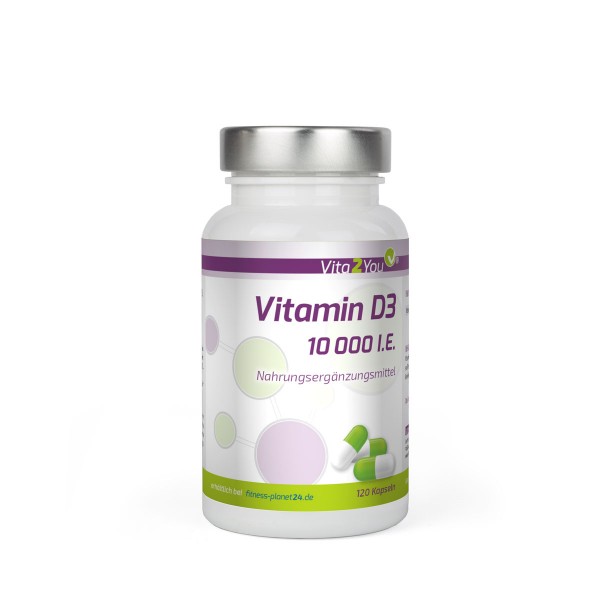 Vita2You Vitamin D3 10.000 IE (IU) - 120 Kapseln - Premium Qualität